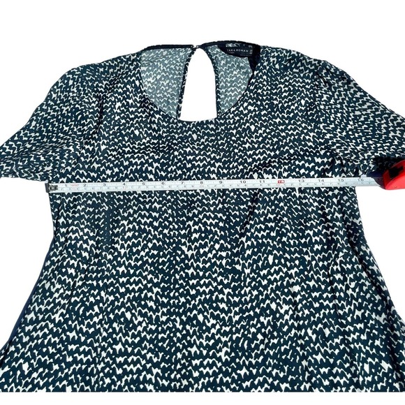 Zara Womens Size S Swing Shift Dress Blue White Long Sleeve Geometric Print Mini - Picture 6 of 15